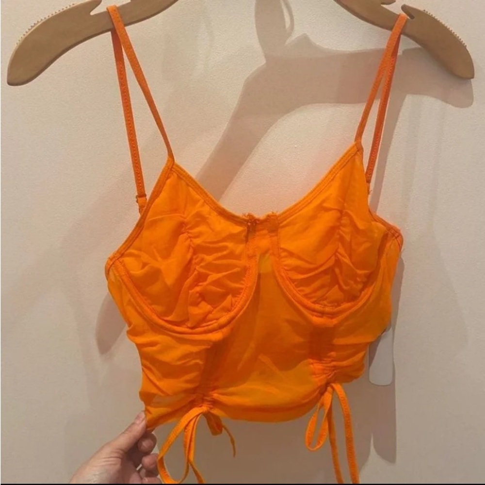 Cute sheer orange bustier corset bustier top